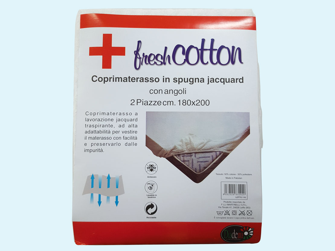 Coprimaterasso in spugna jacquard con angoli 2 piazze, FRESH COTTON -  Turotti Abbigliamento