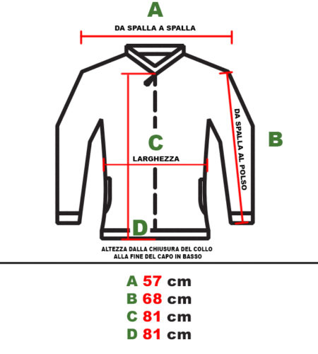 misure cm taglie maxi giubbino