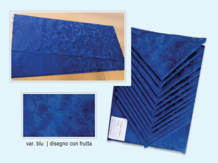 Tovaglia per 24 posti in  fiandra 150 x 420 cm + 24 tovaglioli var. blu