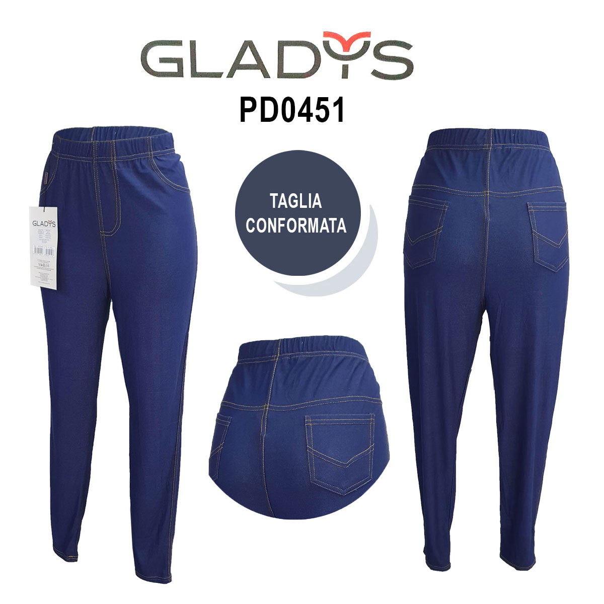 GLADYS - Leggins pantalone elegante invernale moda donna lungo - Tessuto  tecnico - Elastico comfort