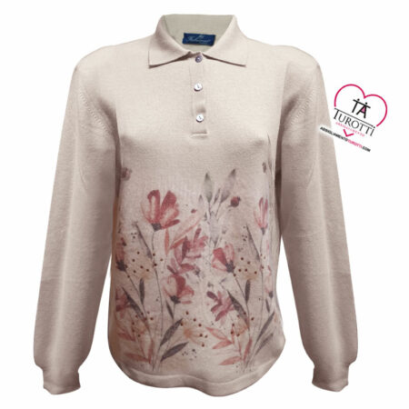 Polo donna Fabrimas 5328 tinta unita fantasia fiori - immagine 2