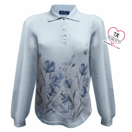 Polo donna Fabrimas 5328 tinta unita fantasia fiori - immagine 3