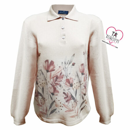 Polo donna Fabrimas 5328 tinta unita fantasia fiori - immagine 4