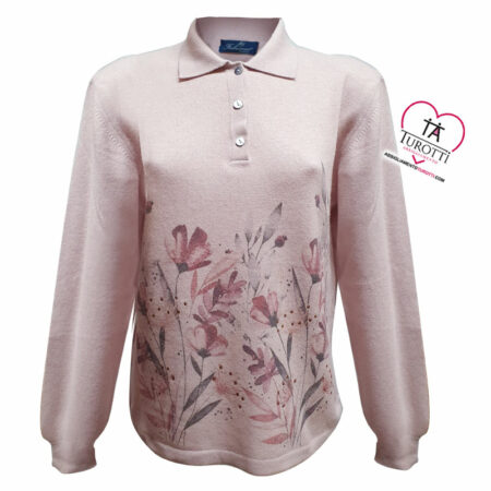 Polo donna Fabrimas 5328 tinta unita fantasia fiori - immagine 5