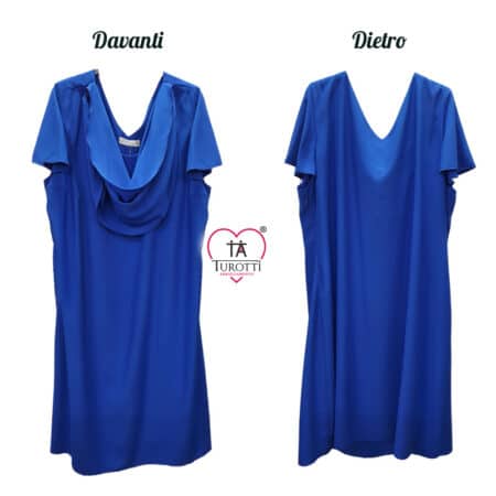 Abito SPG Woman Couture 25130 blu con elegante drappeggio taglie over - immagine 2