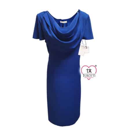 Abito SPG Woman Couture 25130 blu con elegante drappeggio taglie over