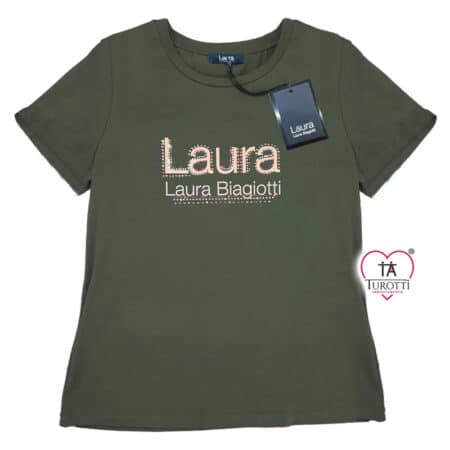 T-shirt Donna Laura Biagiotti Girocollo LB25P1403 con strass - immagine 4