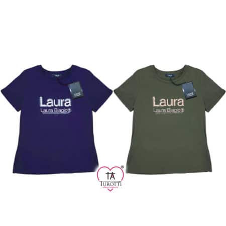 T-shirt Donna Laura Biagiotti Girocollo LB25P1403 con strass - immagine 6