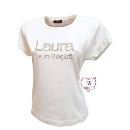 T-shirt Donna Laura Biagiotti Girocollo LB25P1404 con strass