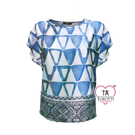 Casacca Donna Elena Bustino girocollo manica a kimono  fantasia geometrica decorativa - immagine 3